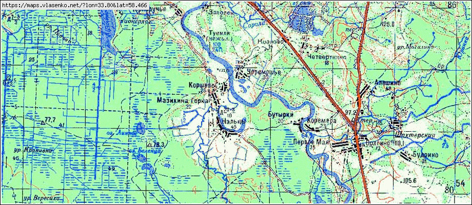 Карта МАЗИХИНА ГОРКА, Новгородская область, Боровичский район