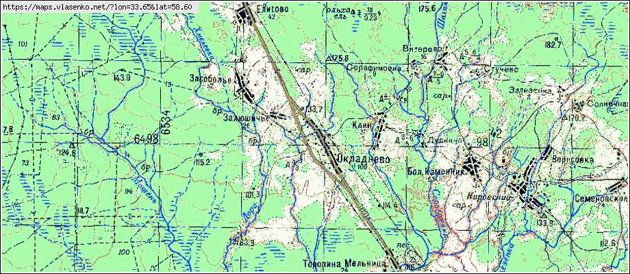 Карта ОКЛАДНЕВО, Новгородская область, Боровичский район