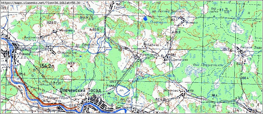 Карта РОВНОЕ, Новгородская область, Боровичский район