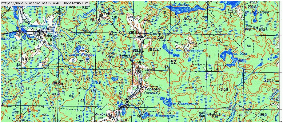 Карта СЕСТРЕНКИ, Новгородская область, Боровичский район