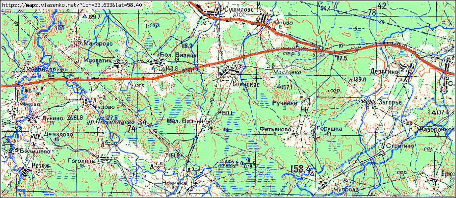 Карта СОИНСКОЕ, Новгородская область, Боровичский район