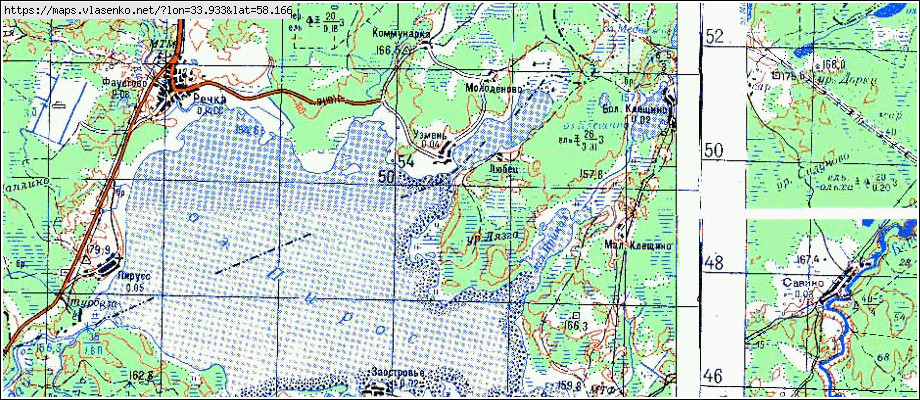 Карта УЗМЕНЬ, Новгородская область, Боровичский район