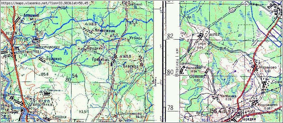 Карта ВЛАСИХА, Новгородская область, Боровичский район