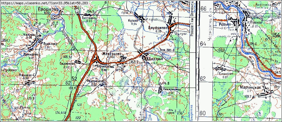 Карта ЗАДОРЬЕ, Новгородская область, Боровичский район
