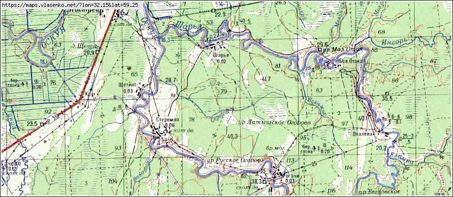 Карта ШАРЬЯ, Новгородская область, Чудовский район