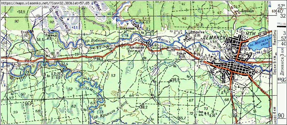 Карта демянского района новгородской области с деревнями и дорогами подробная
