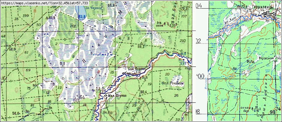 Карта БОЛЬШОЕ ОПУЕВО, Новгородская область, Демянский район