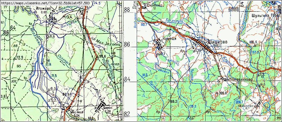 Карта НАМЕЩИ, Новгородская область, Демянский район