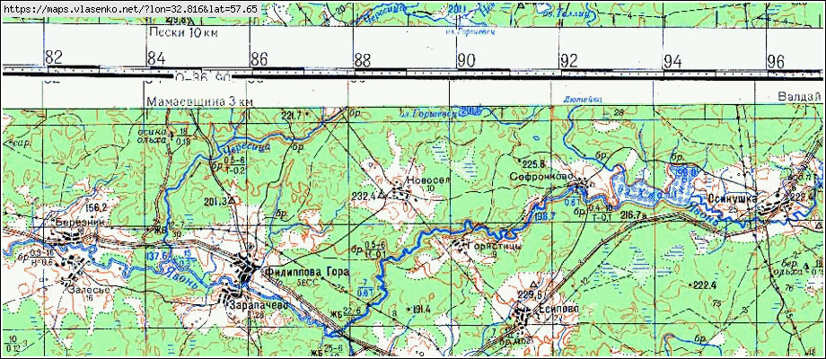 Карта НОВОСЕЛ, Новгородская область, Демянский район