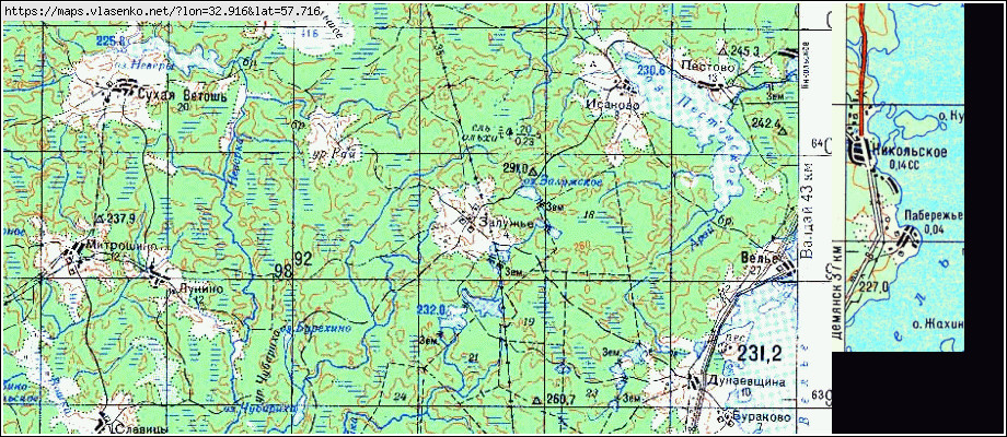 Карта ЗАЛУЖЬЕ, Новгородская область, Демянский район
