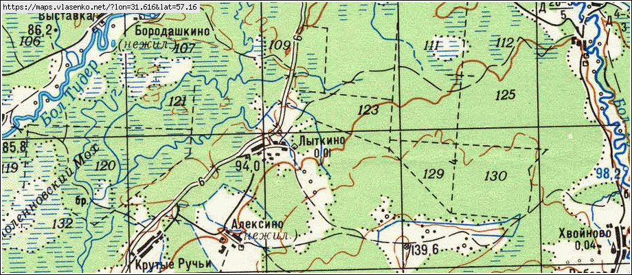 Карта холмского района новгородской области с деревнями и дорогами