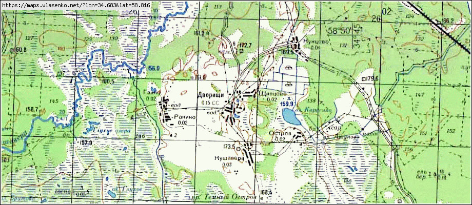 Карта ДВОРИЩИ, Новгородская область, Хвойнинский район