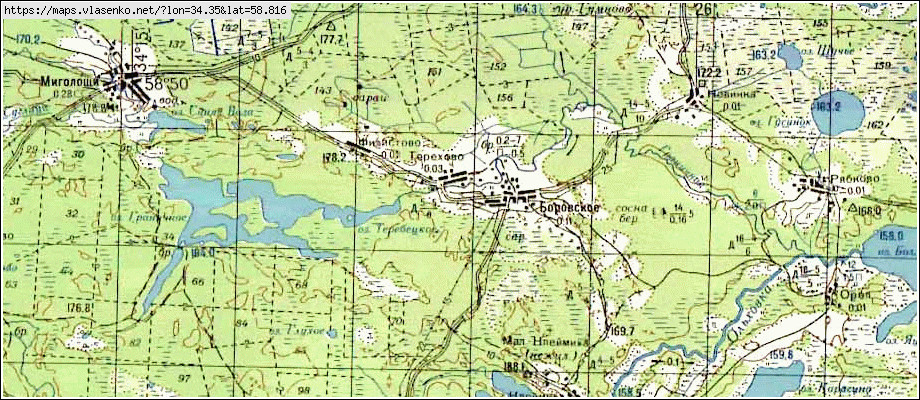 Карта ТЕРЕХОВО, Новгородская область, Хвойнинский район