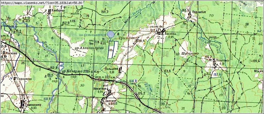 Карта ТРИЗНОВО, Новгородская область, Хвойнинский район