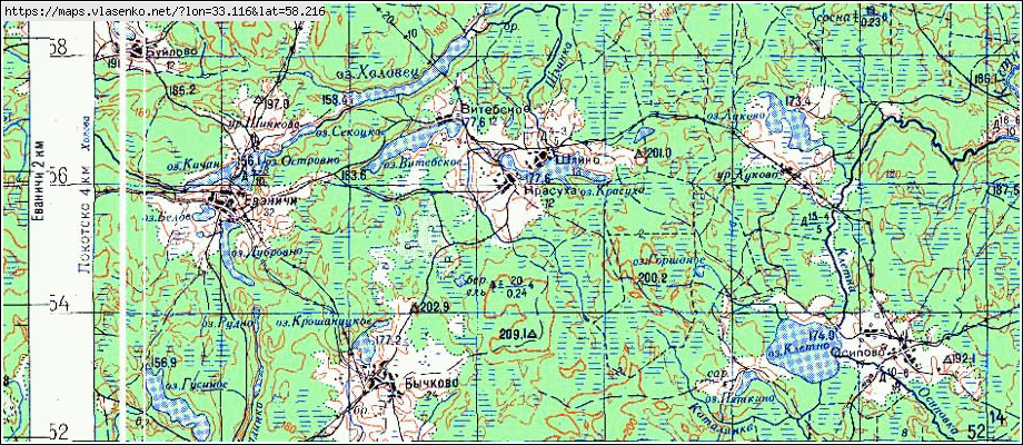 Карта КРАСУХА, Новгородская область, Крестецкий район