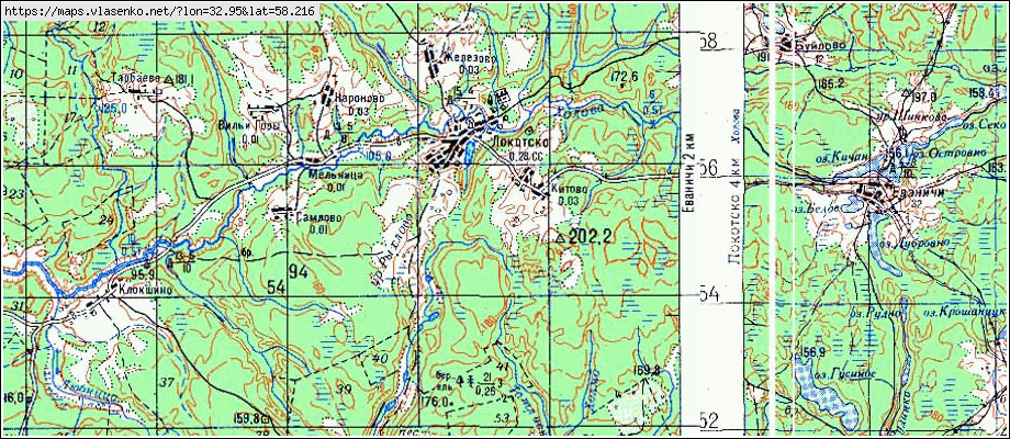 Карта ЛОКОТСКО, Новгородская область, Крестецкий район