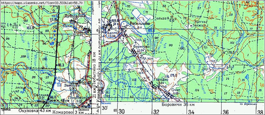 Карта БУРИЛОВО, Новгородская область, Любытинский район