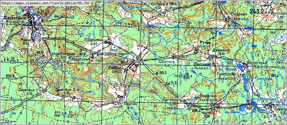 Карта глусского района