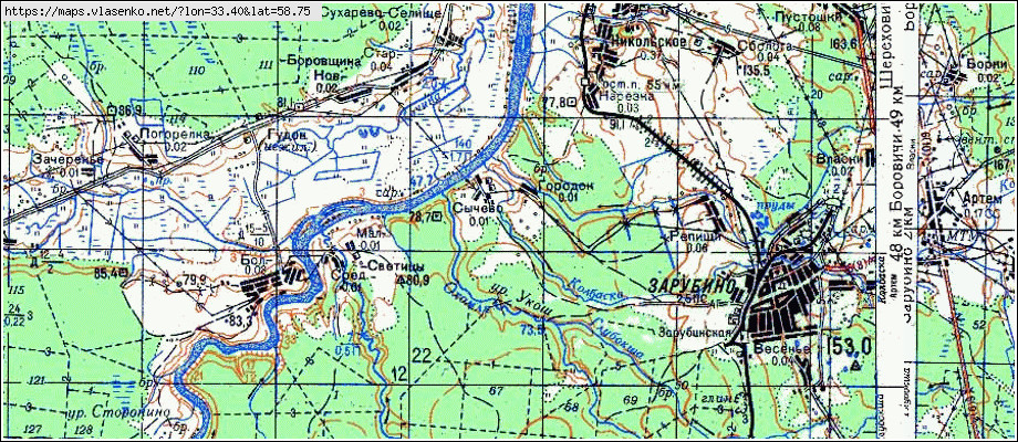 Карта СЫЧЕВО, Новгородская область, Любытинский район