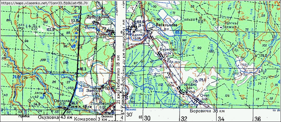 Карта ВАСИЛЬКОВО, Новгородская область, Любытинский район