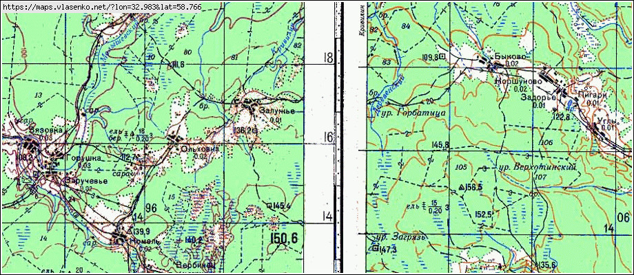 Карта ЗАЛУЖЬЕ, Новгородская область, Любытинский район
