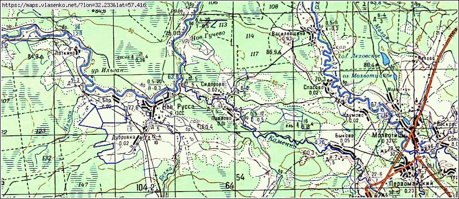 Карта ПАВЛОВО, Новгородская область, Маревский район