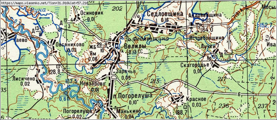 Карта СЕДЛОВЩИНА, Новгородская область, Маревский район