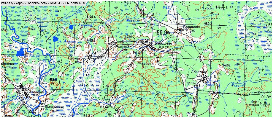 Карта БАРЫШЕВО, Новгородская область, Мошенской район