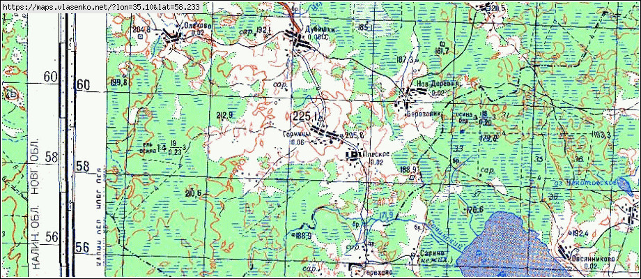 Карта ГОРНИЦЫ, Новгородская область, Мошенской район