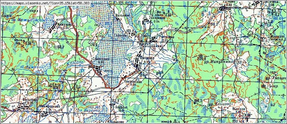 Карта ГОРОДИЩЕ, Новгородская область, Мошенской район