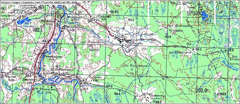 Карта ЛЯНИНО, Новгородская область, Мошенской район