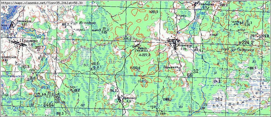 Карта НИВКА, Новгородская область, Мошенской район