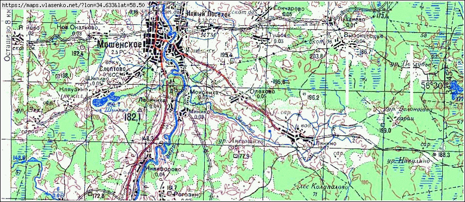 Карта ОЛЕХОВО, Новгородская область, Мошенской район