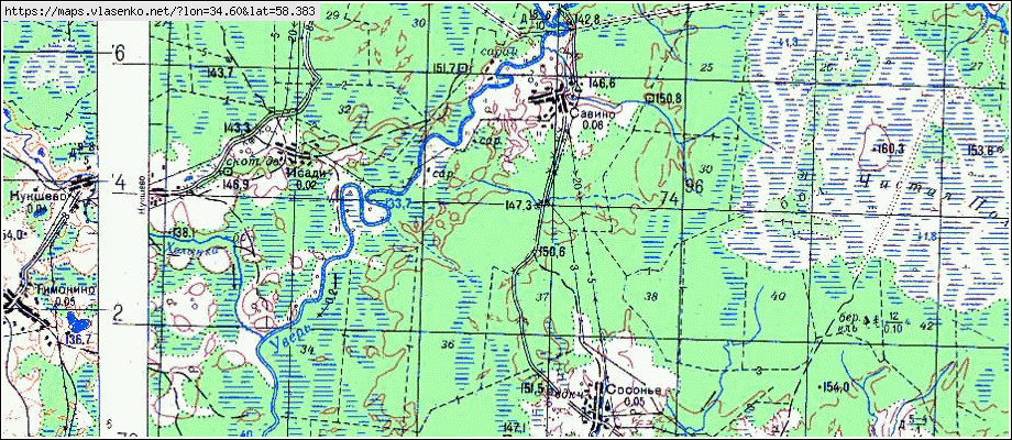 Карта САВИНО, Новгородская область, Мошенской район