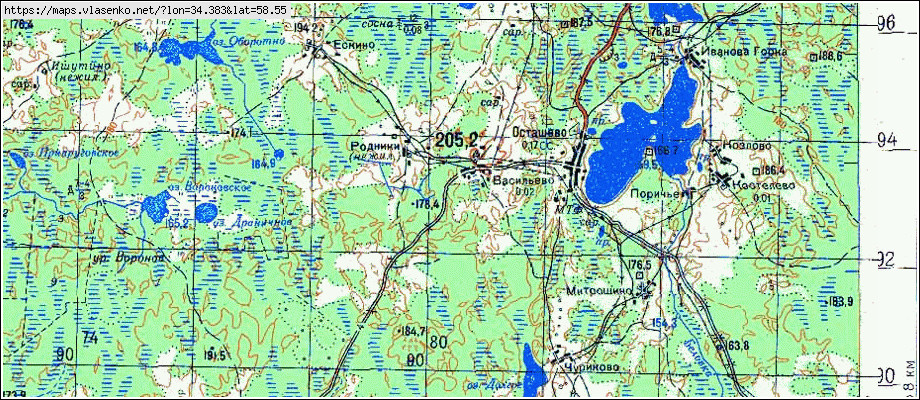 Карта ВАСИЛЬЕВО, Новгородская область, Мошенской район