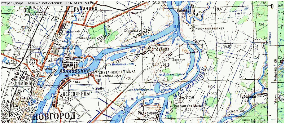Карта ХУТЫНЬ, Новгородская область, Новгородский район
