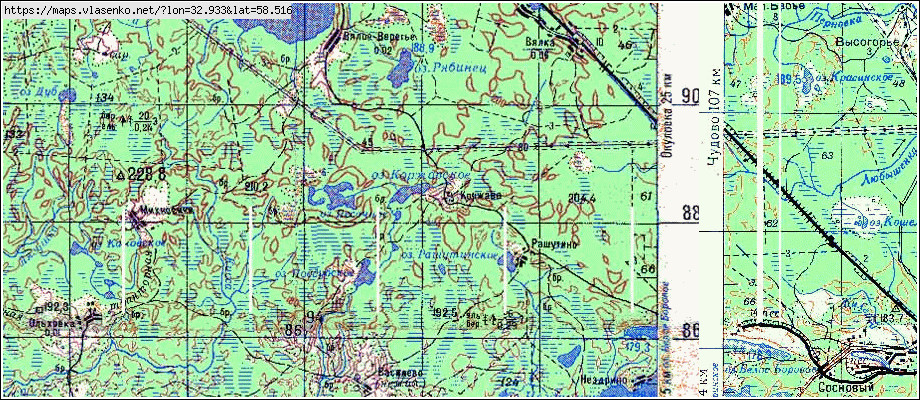 Карта КОРЖАВА, Новгородская область, Окуловский район