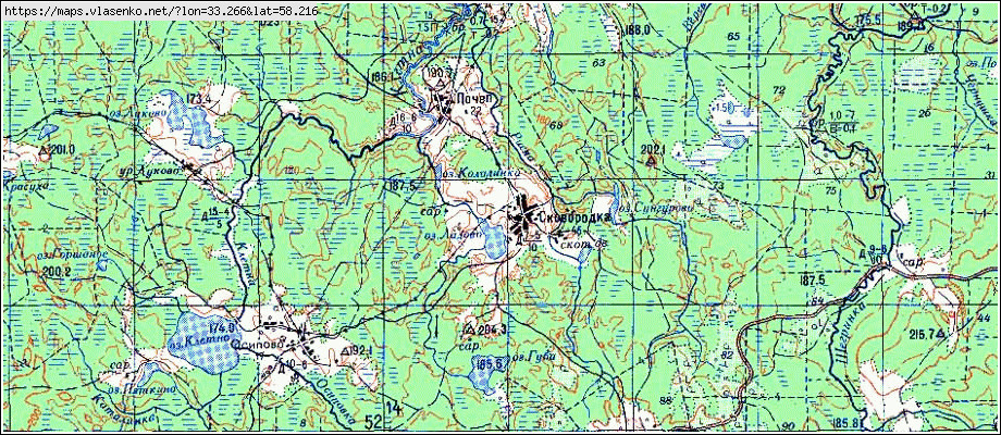 Карта СКОВОРОДКА, Новгородская область, Окуловский район
