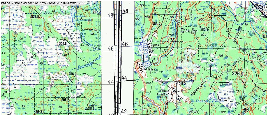 Карта СУХОЕ, Новгородская область, Окуловский район