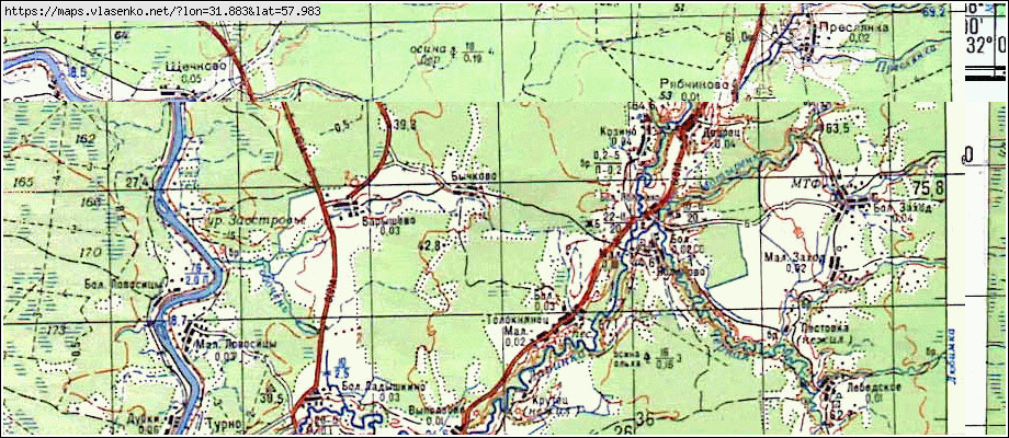 Карта БЫЧКОВО, Новгородская область, Парфинский район