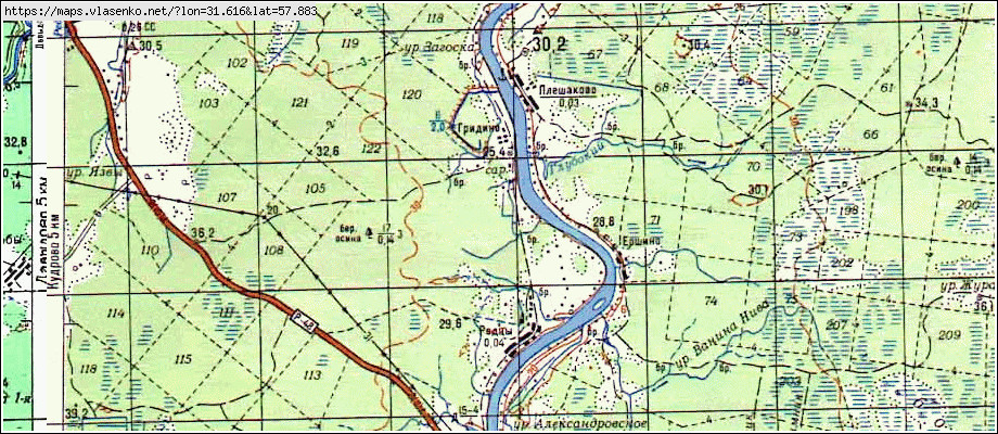 Карта ГРИДИНО, Новгородская область, Парфинский район