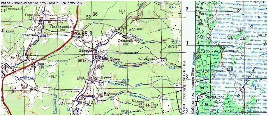 Карта РЯБЧИКОВО, Новгородская область, Парфинский район