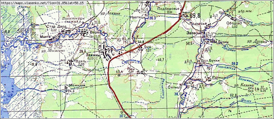 Карта ЯМЫ, Новгородская область, Парфинский район