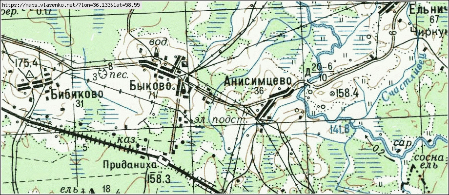 Карта АНИСИМЦЕВО, Новгородская область, Пестовский район