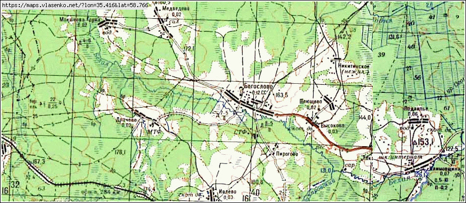 Карта БОГОСЛОВО, Новгородская область, Пестовский район