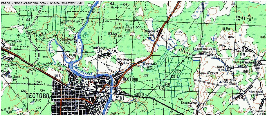 Карта ПОНОМАРЕВО, Новгородская область, Пестовский район