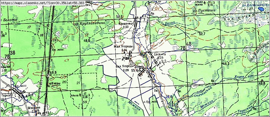 Карта МАЛЫЕ УГОРОДЫ, Новгородская область, Шимский район