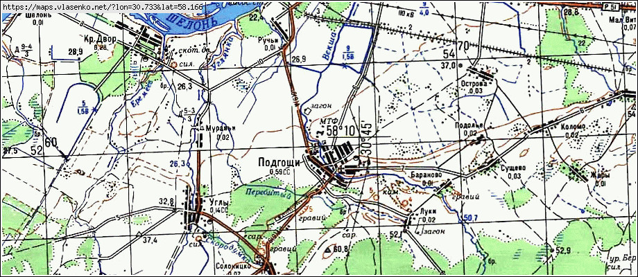Карта ПОДГОШИ, Новгородская область, Шимский район