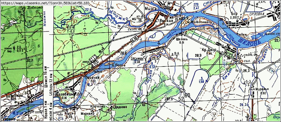 Карта СОСНИЦЫ, Новгородская область, Шимский район