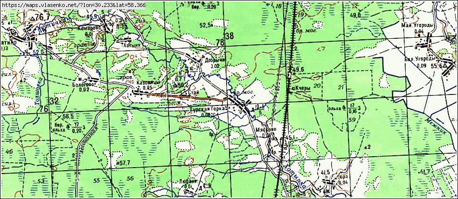 Карта ТУРСКАЯ ГОРКА, Новгородская область, Шимский район